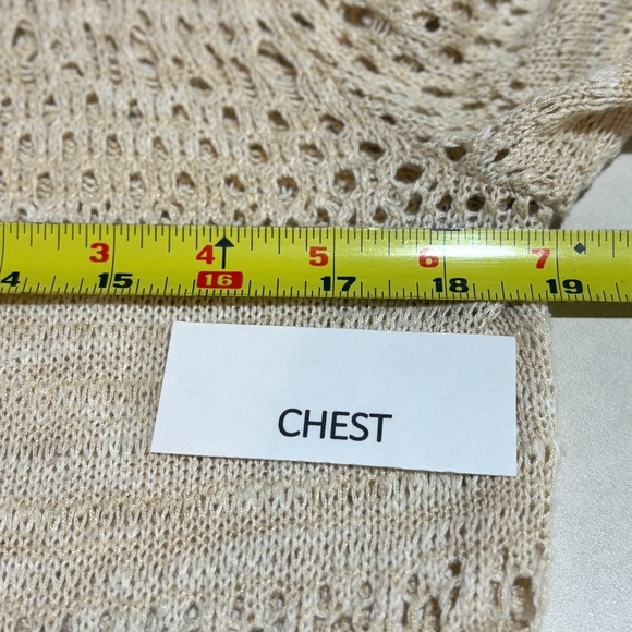 Coldwater Creek Open Knit Cardigan Sweater Sz M Beachy Boho Long Sleeve Beige - Picture 9 of 10